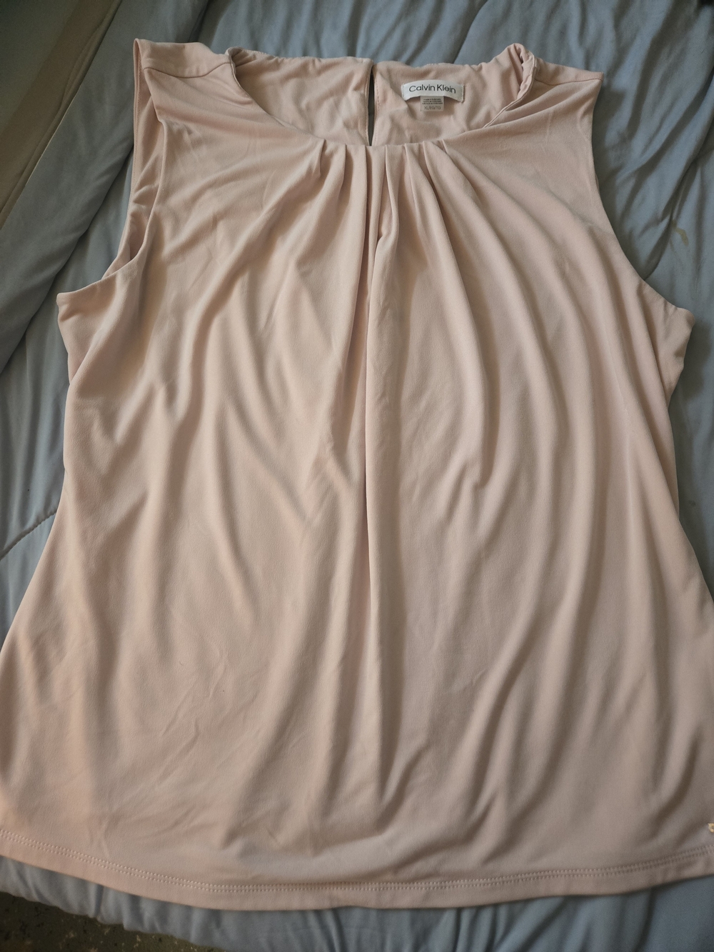 Calvin Klein Women's Sleeveless Pleat Neck Top- Blush Pink